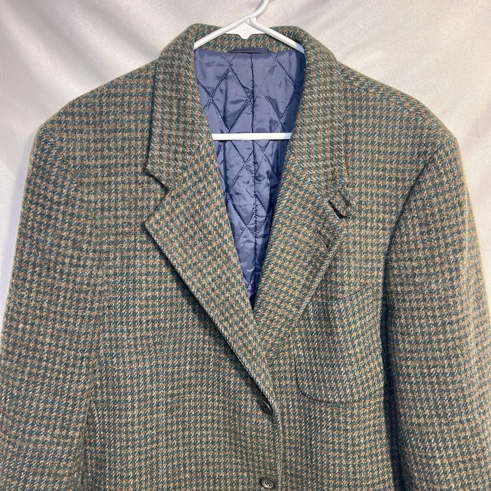 Lands' End Wool Houndstooth Blazer Jacket Mens M Tall Thinsulate Insulated